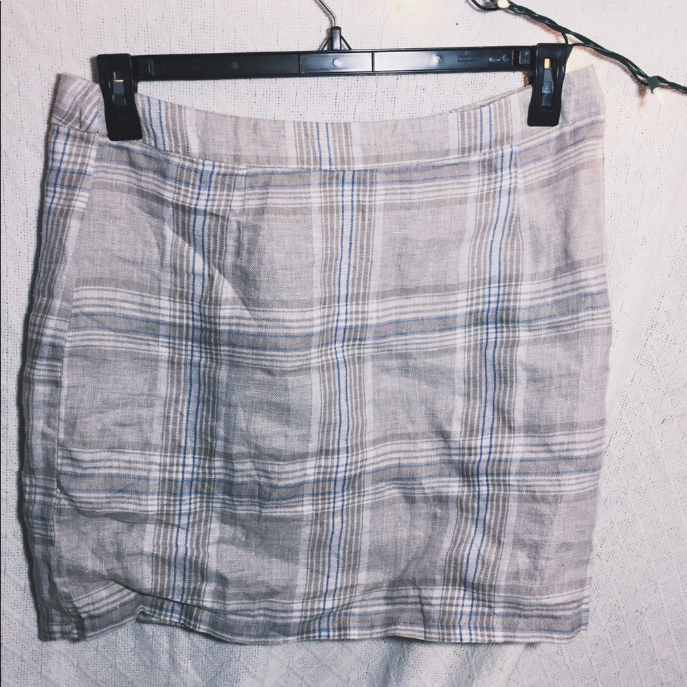 🌿 linen blue and cream mini skirt 🌿